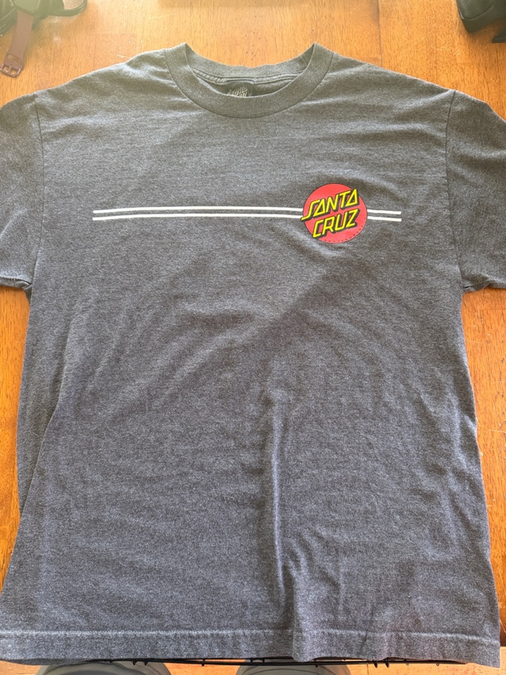 Santa Cruz Skateboards Heather Charcoal Tee with Red & Yellow Logo